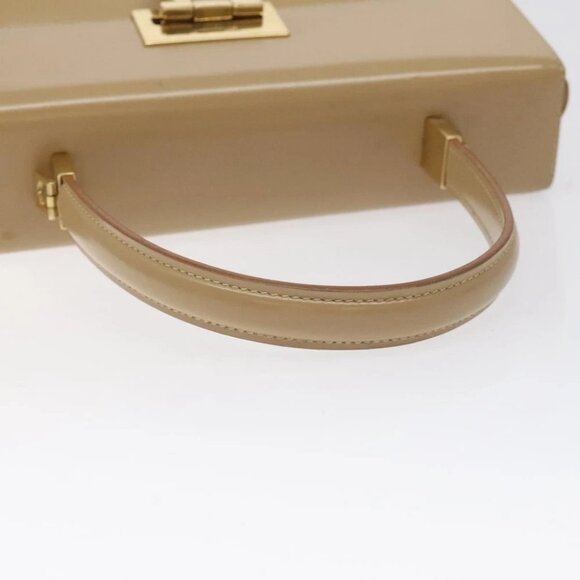 Salvatore Ferragamo Gancini Hand Bag Leather Beige Gold - Picture 8 of 16